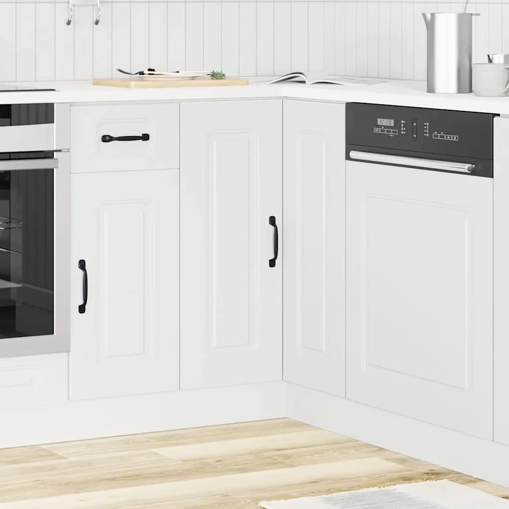 vidaXL Armário baixo canto cozinha Kalmar madeira artificial branca