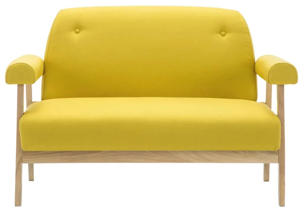 Sofá de 2 lugares em tecido amarelo