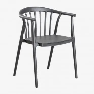 Pack De 2 Cadeiras De Jardim Empilháveis Com Braços Em Polipropileno Ivor Cinza Grafito - Sklum