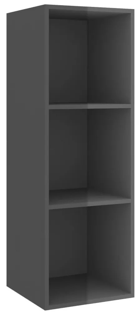 3 pcs conjunto móveis de TV derivados madeira cinza brilhante