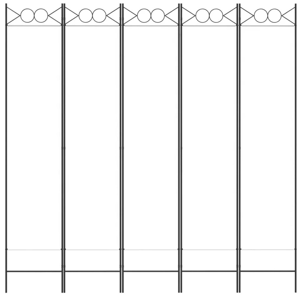 Divisória/biombo com 5 painéis 200x200 cm tecido branco