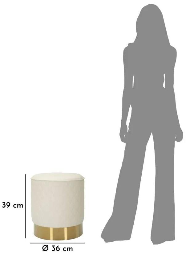 BANCO REDONDO SHARON Ø36X39 CM BRANCO E DOURADO