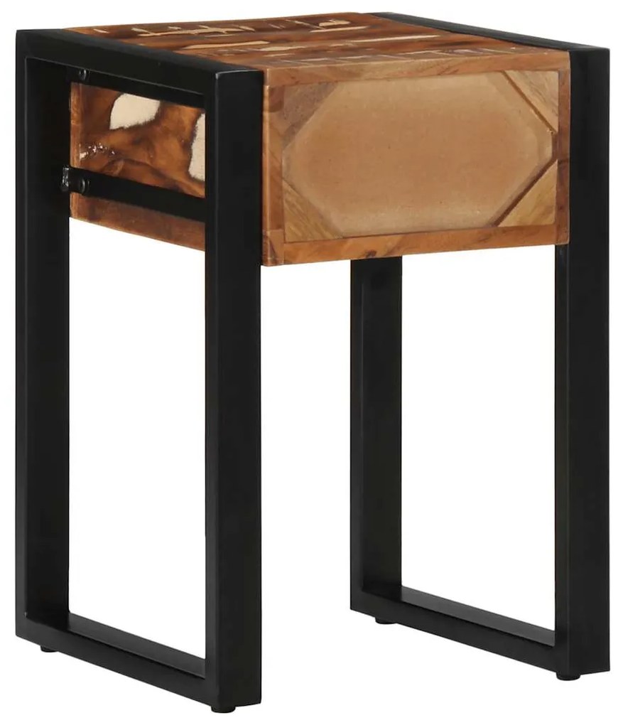 Mesa lateral multicor 35x35x50 cm madeira maciça recuperada