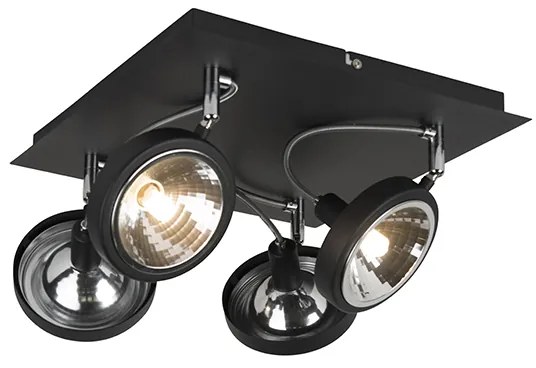Projetores de design preto 4-luzes ajustáveis - Nox Moderno