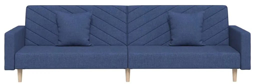 Sofá-cama 2 lugares com duas almofadas tecido azul