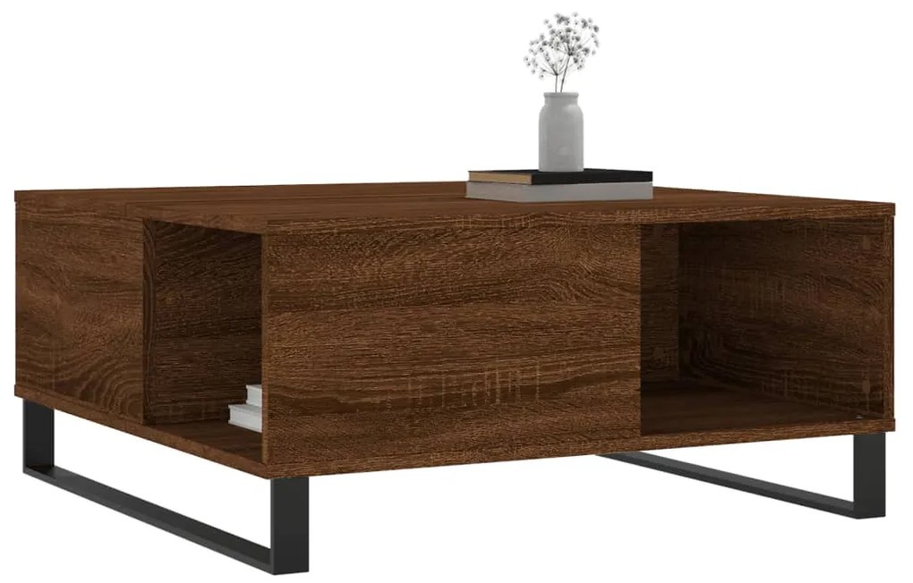 Mesa de centro 80x80x36,5cm derivados madeira carvalho castanho