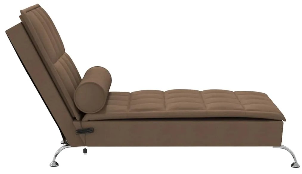 Chaise lounge de massagem com rolo tecido castanho