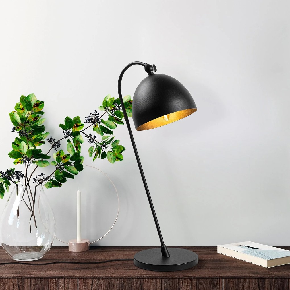 Candeeiro de Mesa Acuka – Preto e Dourado – 18 x 26 x 54 cm