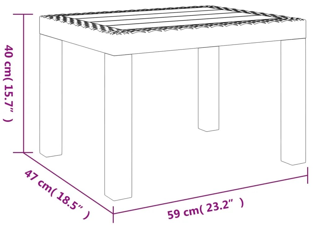 Mesa de jardim 59x47x40 cm PP branco