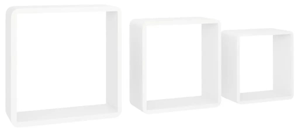 Prateleiras de parede em forma de cubo 3 pcs MDF branco