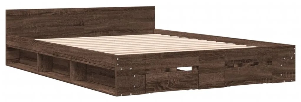 Estrutura cama c/ gavetas derivados madeira carvalho castanho