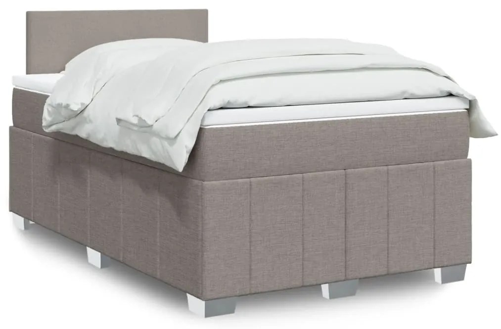 vidaXL Cama com molas/colchão 120x200 cm tecido castanho-acinzentado