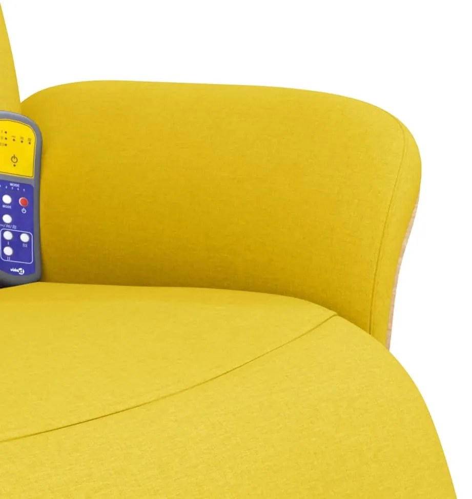 Cadeira de massagens reclinável c/ apoio de pés tecido amarelo