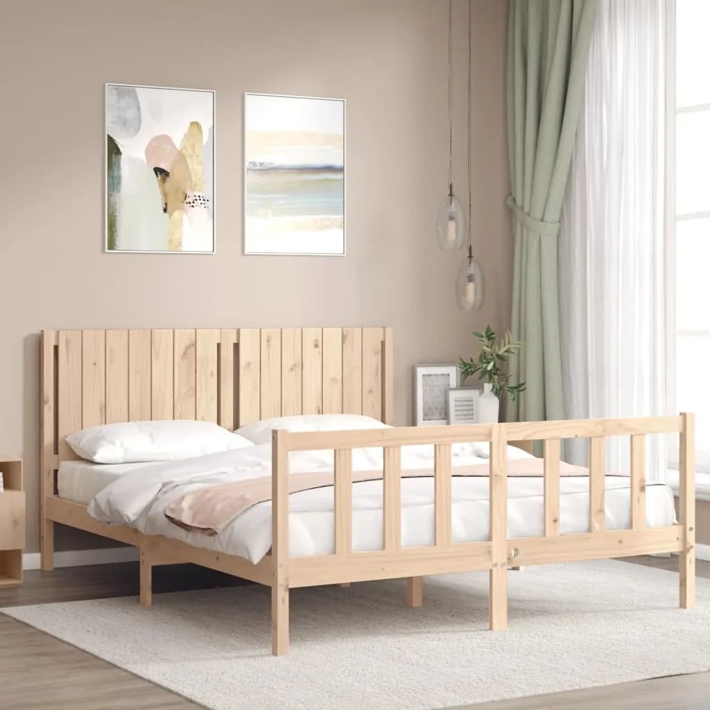 Cama sem colchão 160x200 cm madeira de pinho maciça