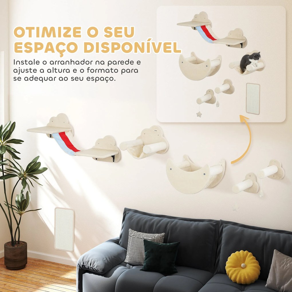 PawHut Conjunto de Prateleiras de Escalada para Gatos de 6 Peças Tema