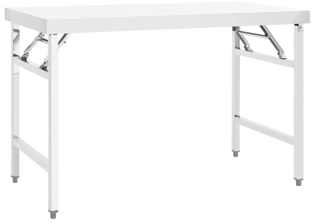 Mesa de trabalho de cozinha dobrável 120x60x80cm aço inoxidável