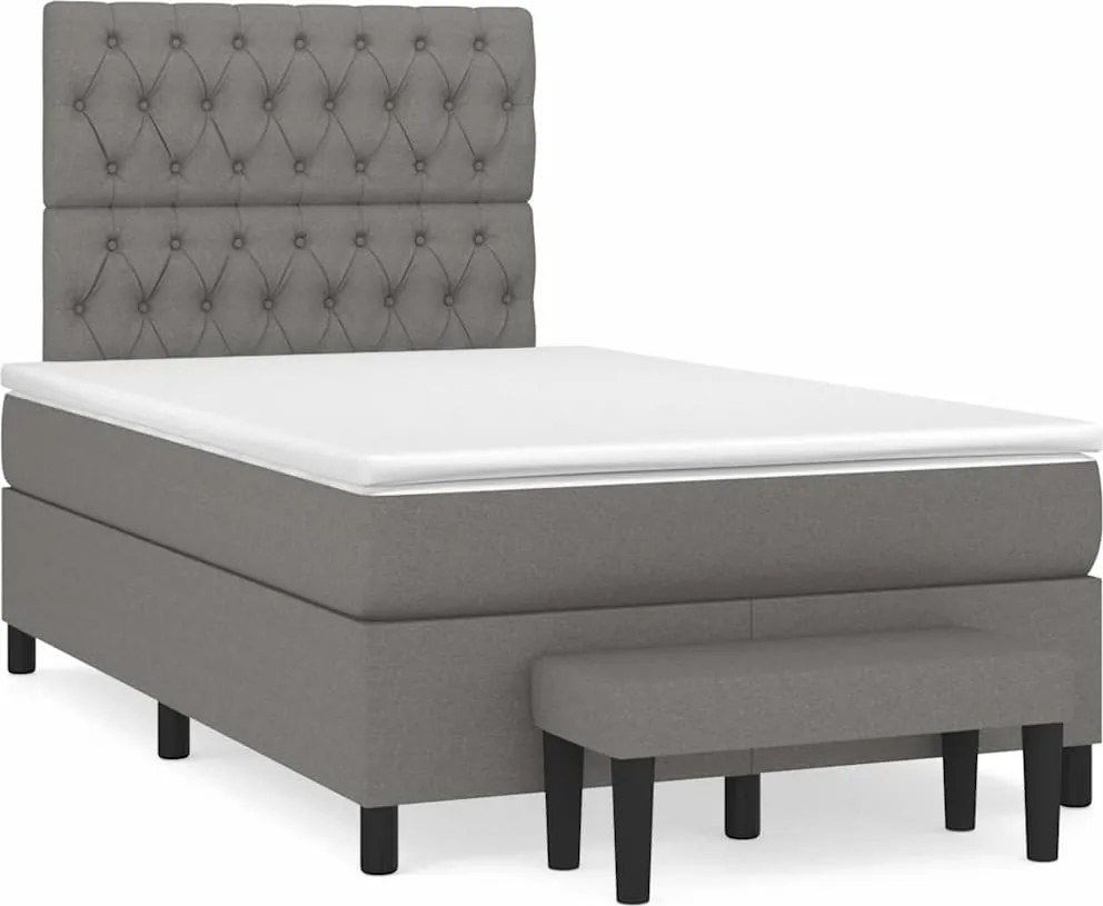Cama boxspring com colchão 120x190 cm tecido cinzento-escuro