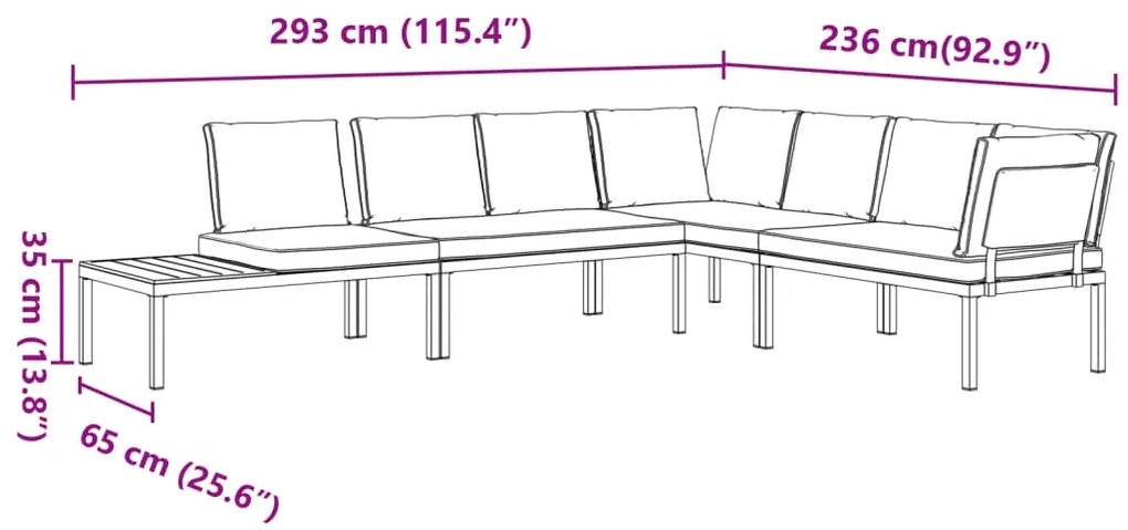 4 pcs conjunto de sofás p/ jardim c/ almofadões alumínio preto