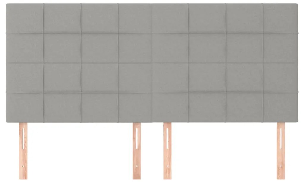 Cabeceira de cama 4 pcs tecido 100x5x78/88 cm cinzento-claro
