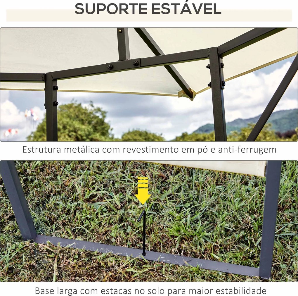 Pérgola de Jardim 3x3x2,6m Pérgola de Exterior com Estrutura de Aço e