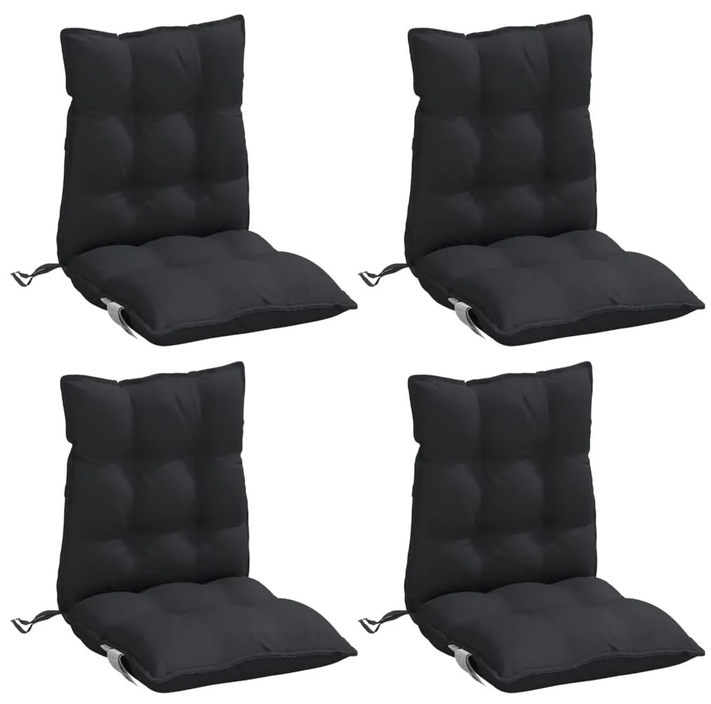 Almofadões cadeira encosto baixo 4 pcs tecido oxford preto