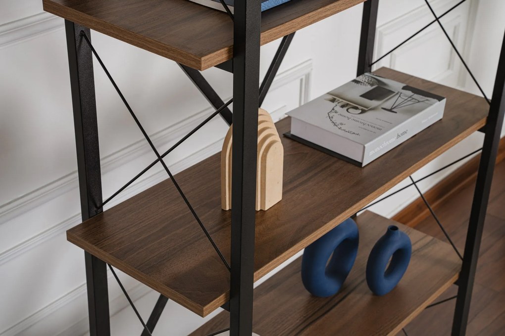 Estante Elysian – Nogueira/Preto – 90 x 180 x 33,5 cm