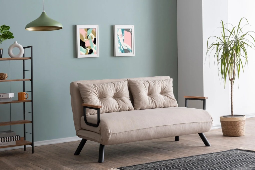 Sofá-Cama de 2 Lugares Sando – Creme – 175 cm x 133 cm
