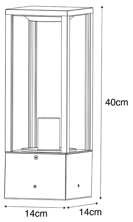 LED Candeeiro de pé inteligente para exterior preto com vidro canelado 40 cm incluindo WiFi A60 - Charlois Moderno