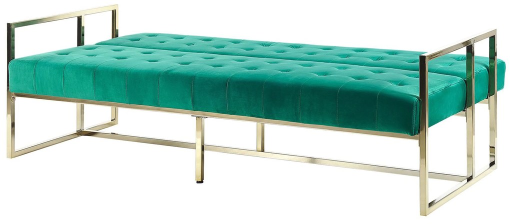 Sofá-cama de 3 lugares em veludo verde MARSTAL Beliani