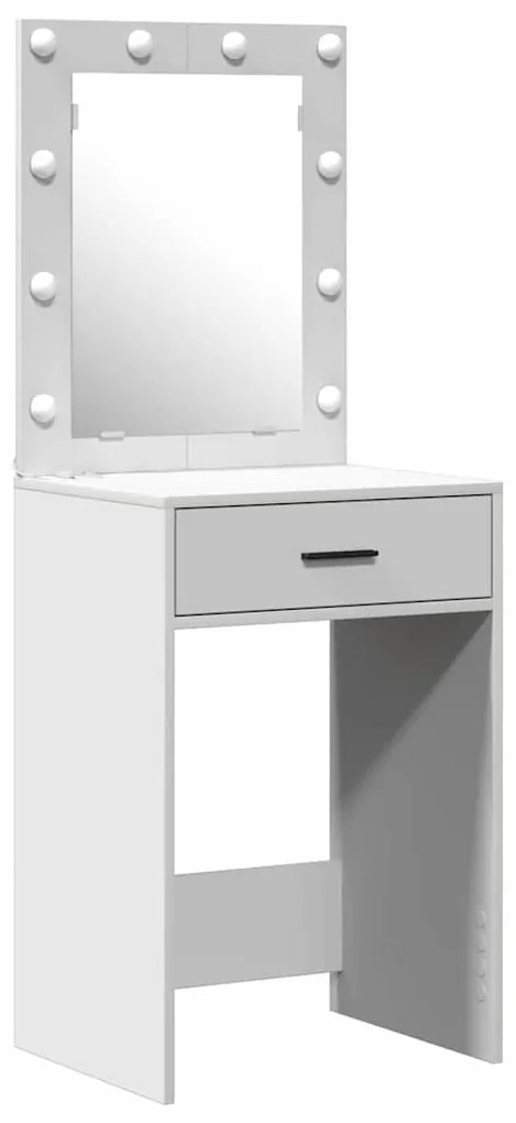 Conjunto de Mesas de Maquiagem de 3 Peças com LED de Madeira de Engenh