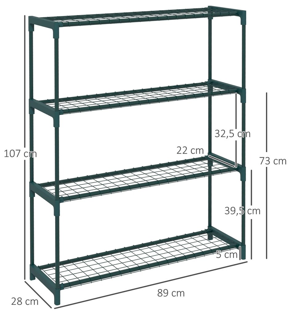 Suporte para Vasos de Plantas em Aço – 89x28x107 cm | 4 Níveis para In