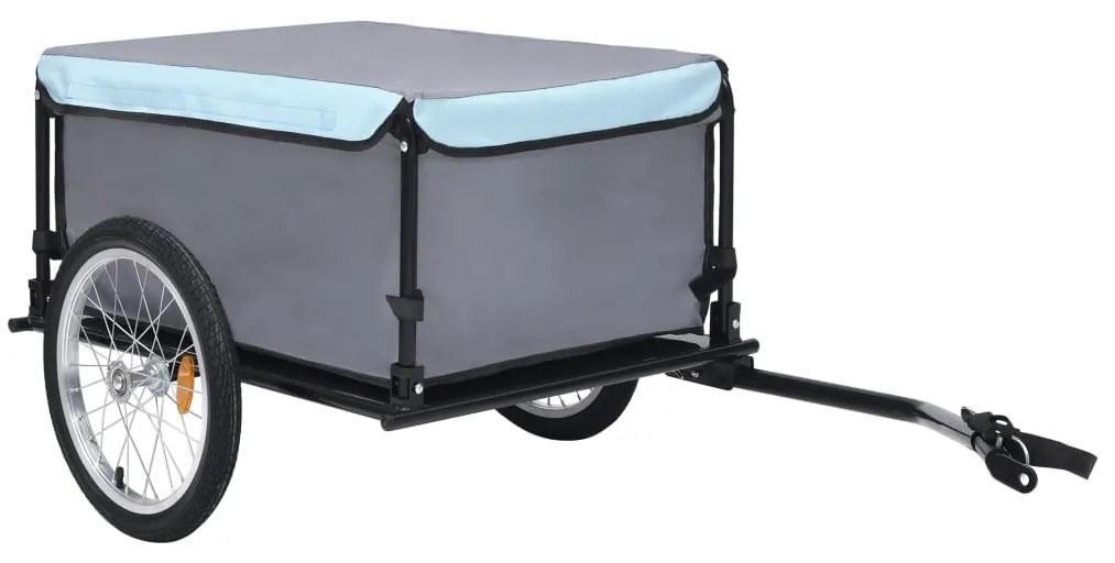 vidaXL Reboque de carga para bicicleta 65 kg preto e azul