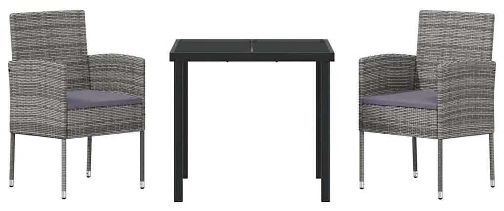 Conjunto de jantar pro jardim com 3 peças e almofadas em polyrattan ci