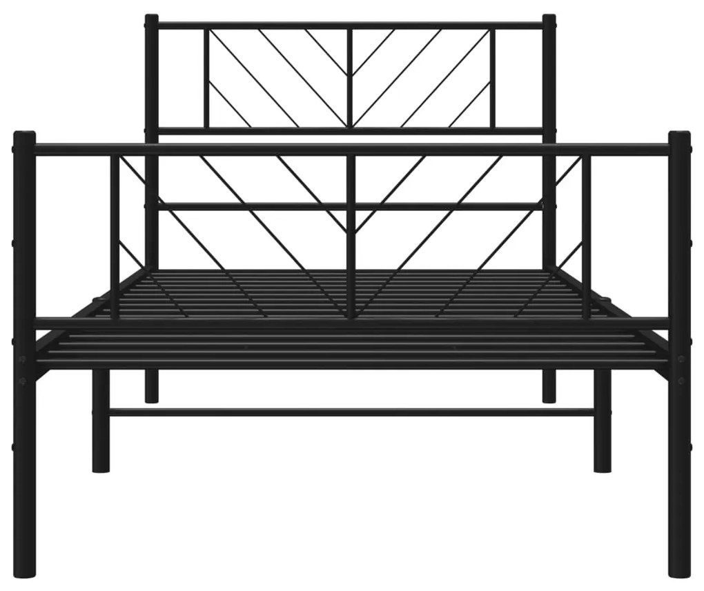 Estrutura de cama com cabeceira e pés 90x200 cm metal preto
