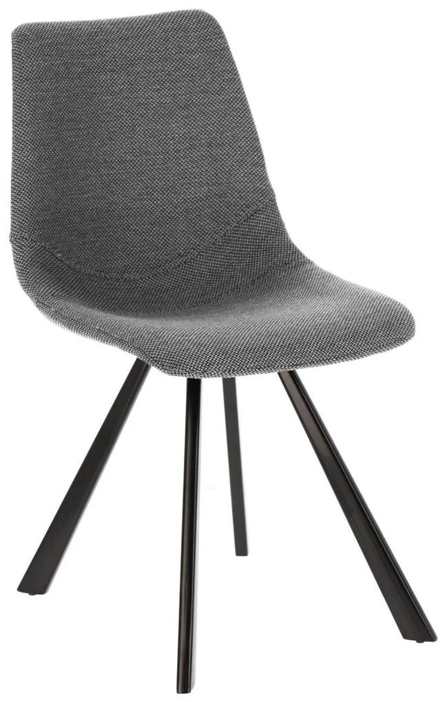 Kave Home - Cadeira Alve cinza-claro e pernas de aço com acabamento preto