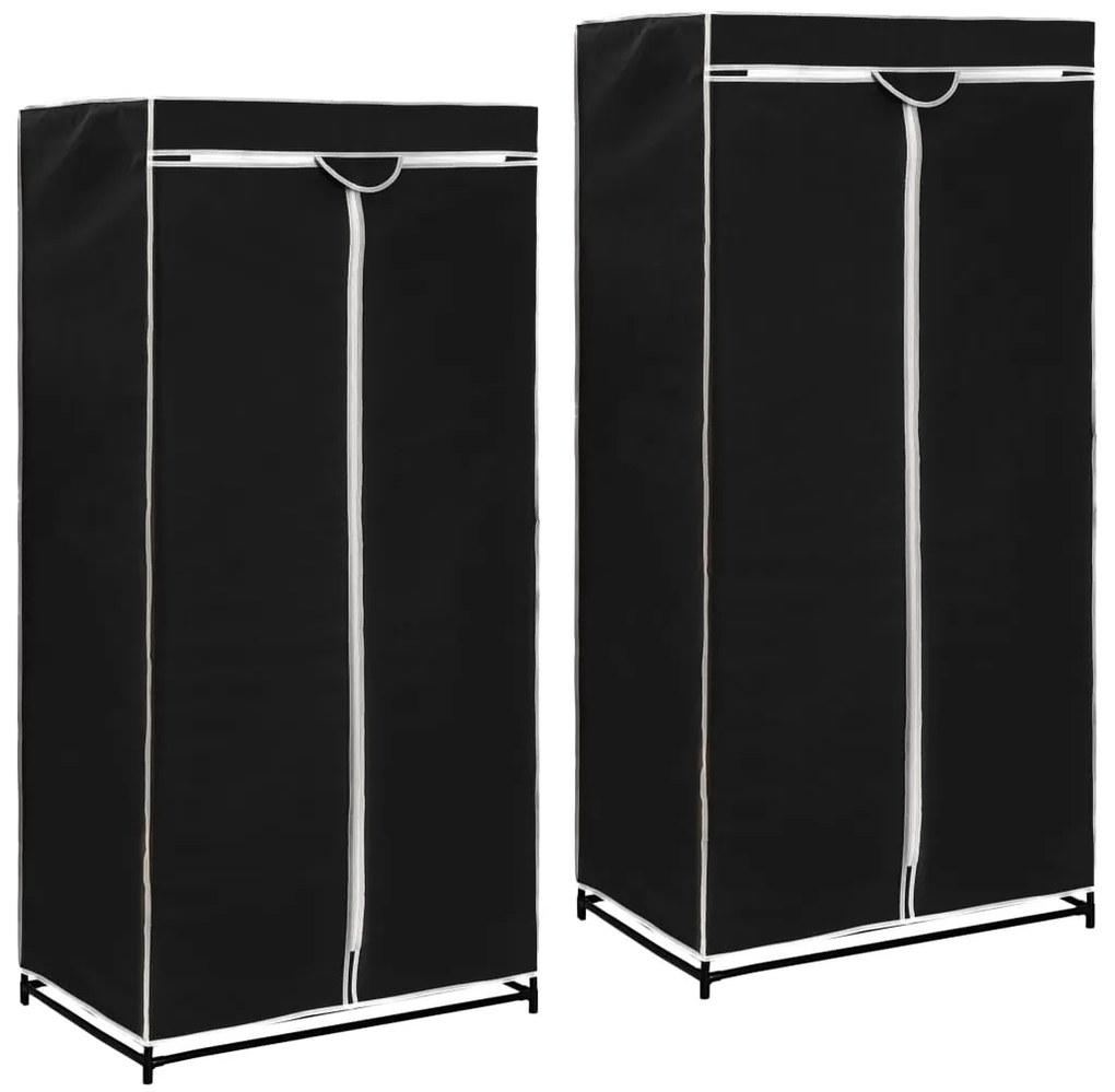 282441 vidaXL Roupeiros 2 pcs 75x50x160 cm preto