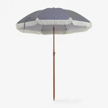 Sombrinha Ø175 Cm Em Tecido E Aço Miska Branco - Azul Marinho - Sklum