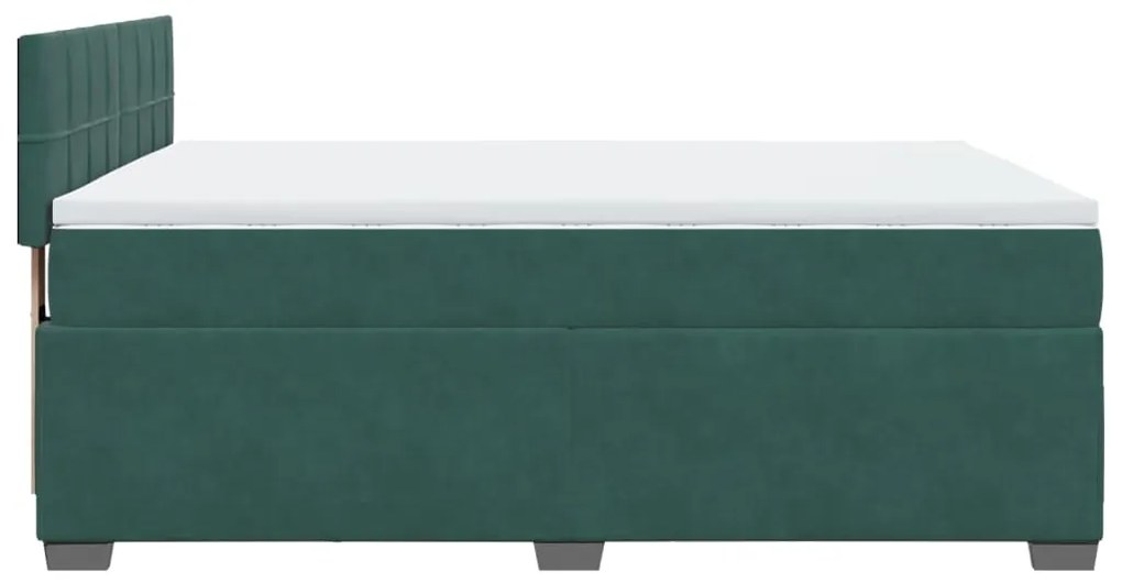 Cama com molas/colchão 140x200 cm veludo verde-escuro