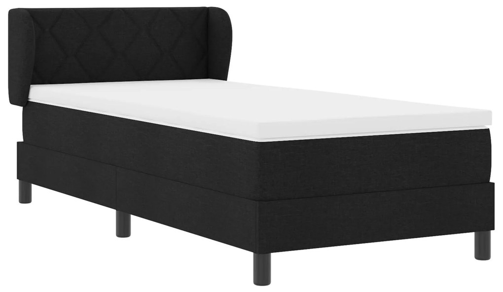 Cama Box Spring vidaXL com Colchão Preto 90x190 cm Tecido