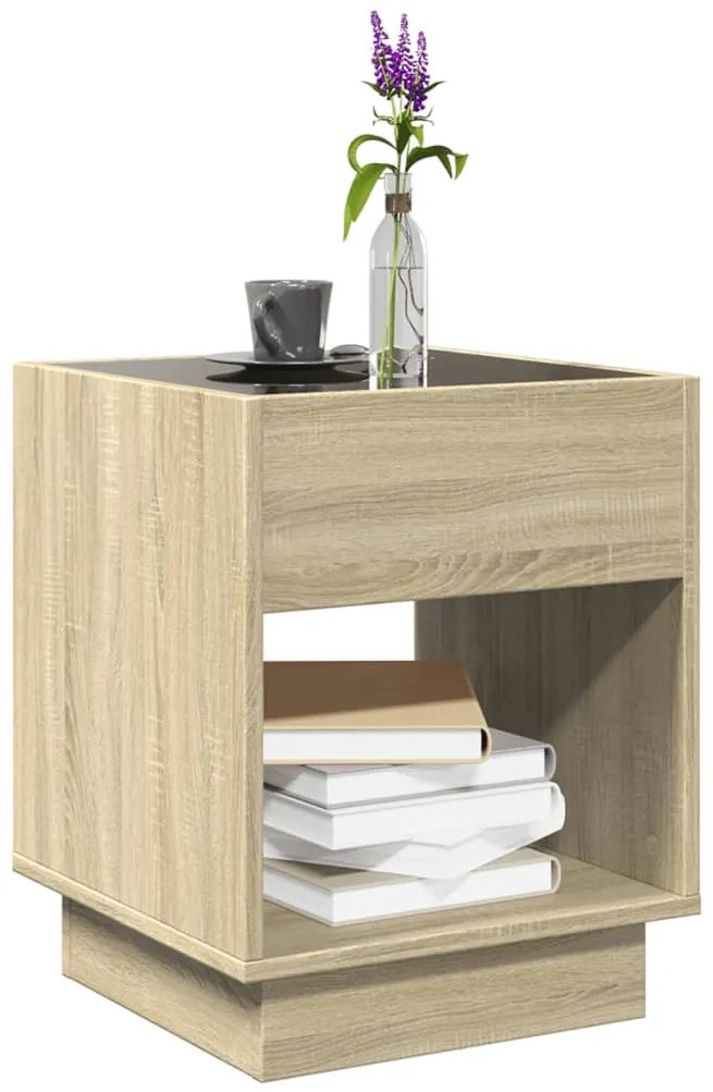 Mesa de centro luzes LED Infinity 40x40x50 cm carvalho sonoma