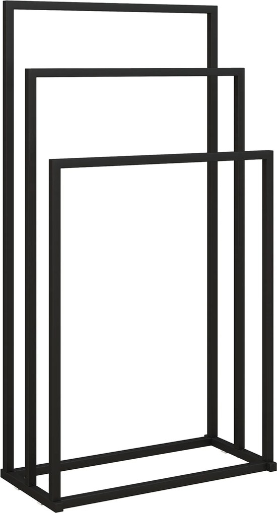 HOMCOM Suporte para Toalhas em Pé com 3 Barras, Escada para Toalhas em Aço 45 x 21,5 x 85 cm | Aosom Portugal