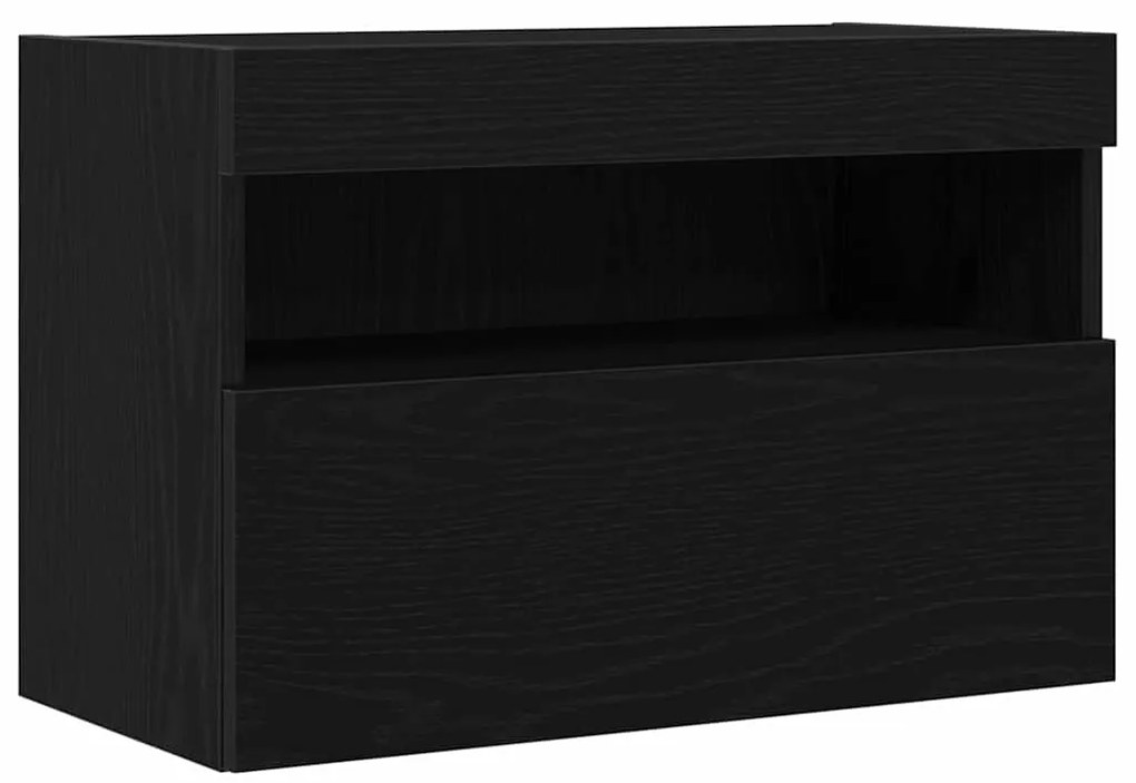 Cabinet de TV vidaXL com Luzes LED Carvalho Preto 60x30x40 cm