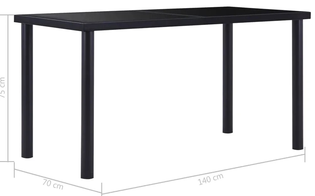 7 pcs conjunto de jantar couro artificial preto