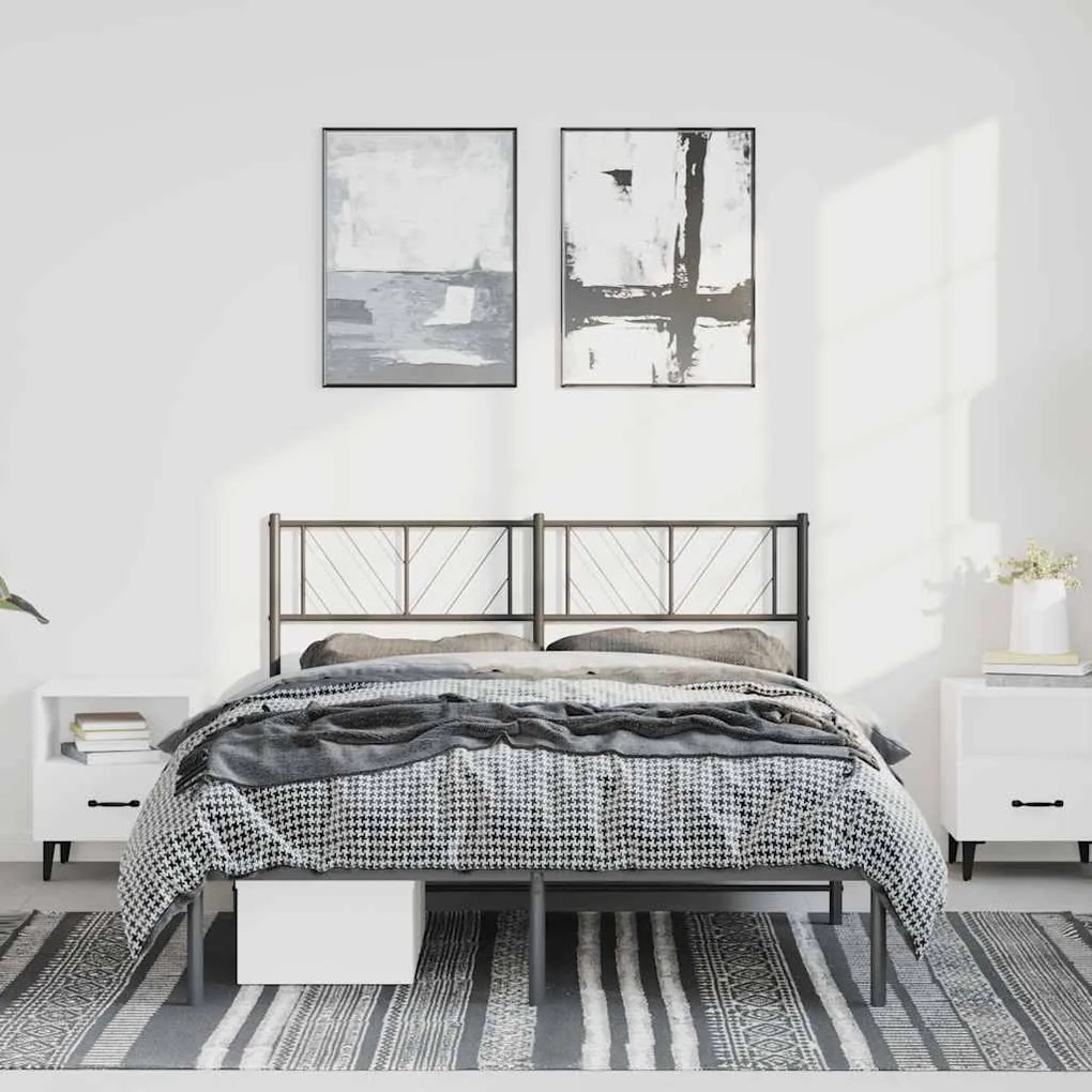 Estrutura de cama com cabeceira 135x190 cm metal preto