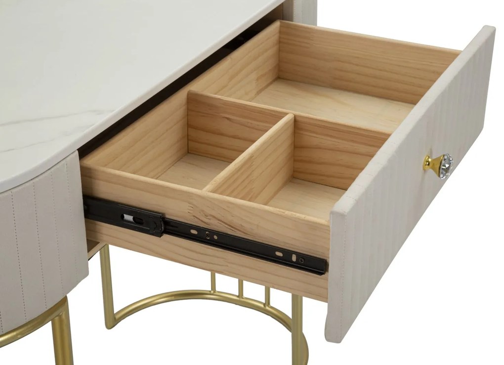 MESA DE CONSOLA MONTPELLIER CREME CM 100X40X75 CREME, DOURADO, BRANCO
