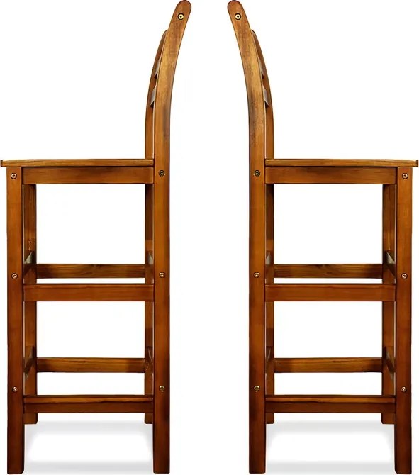 Conjunto de 2 bancos altos bar em madeira de acácia 40,5 x 36 x 110 cm Castanhos