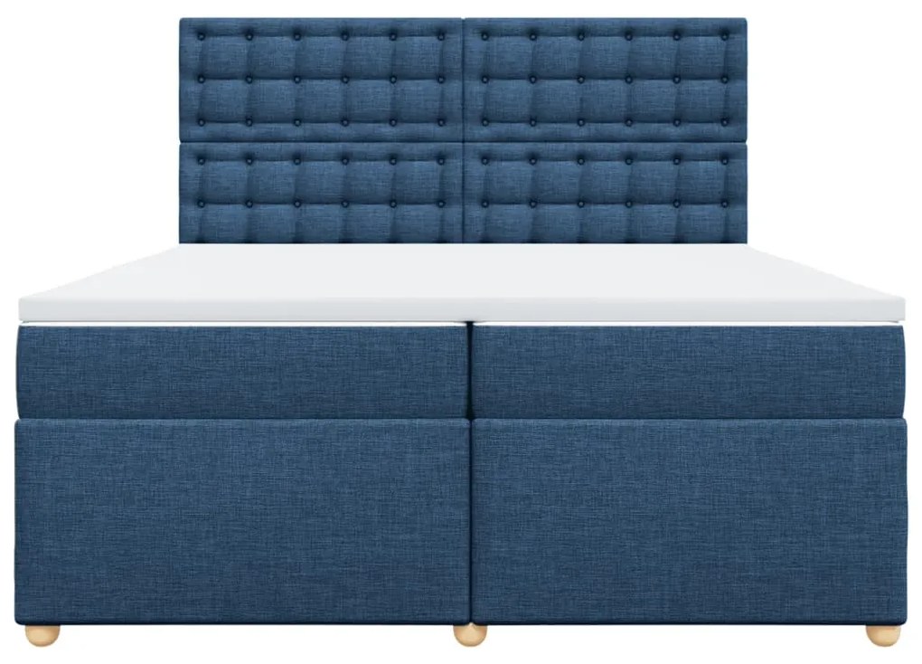 Cama com molas/colchão 200x200 cm tecido azul