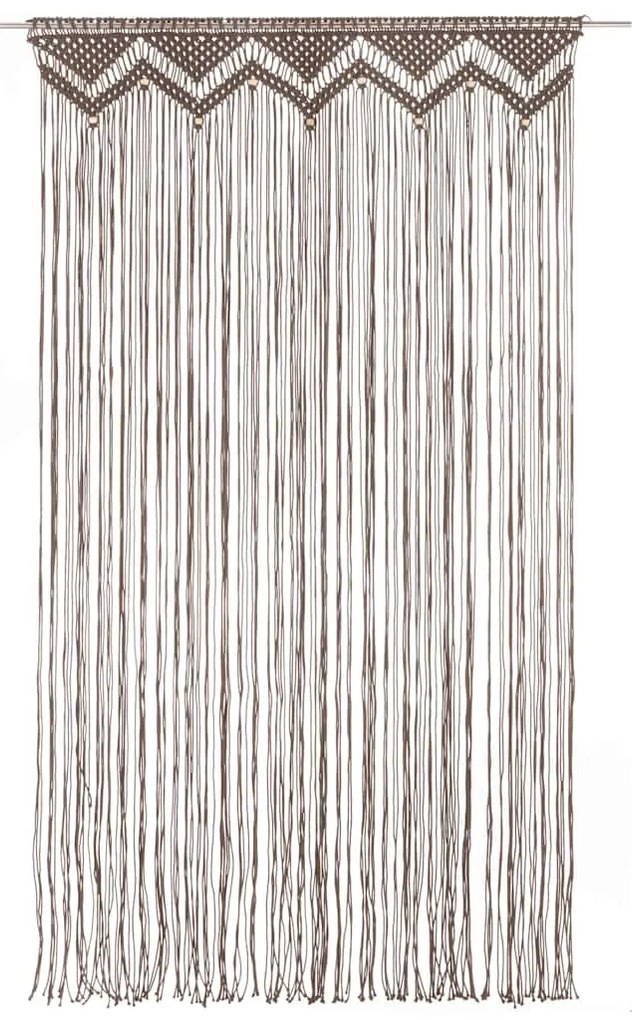 Cortina em macramé 140x240 cm algodão cinzento-acastanhado
