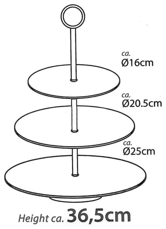 Excellent Houseware Bandeja com 3 níveis 36,5 cm aço inoxidável