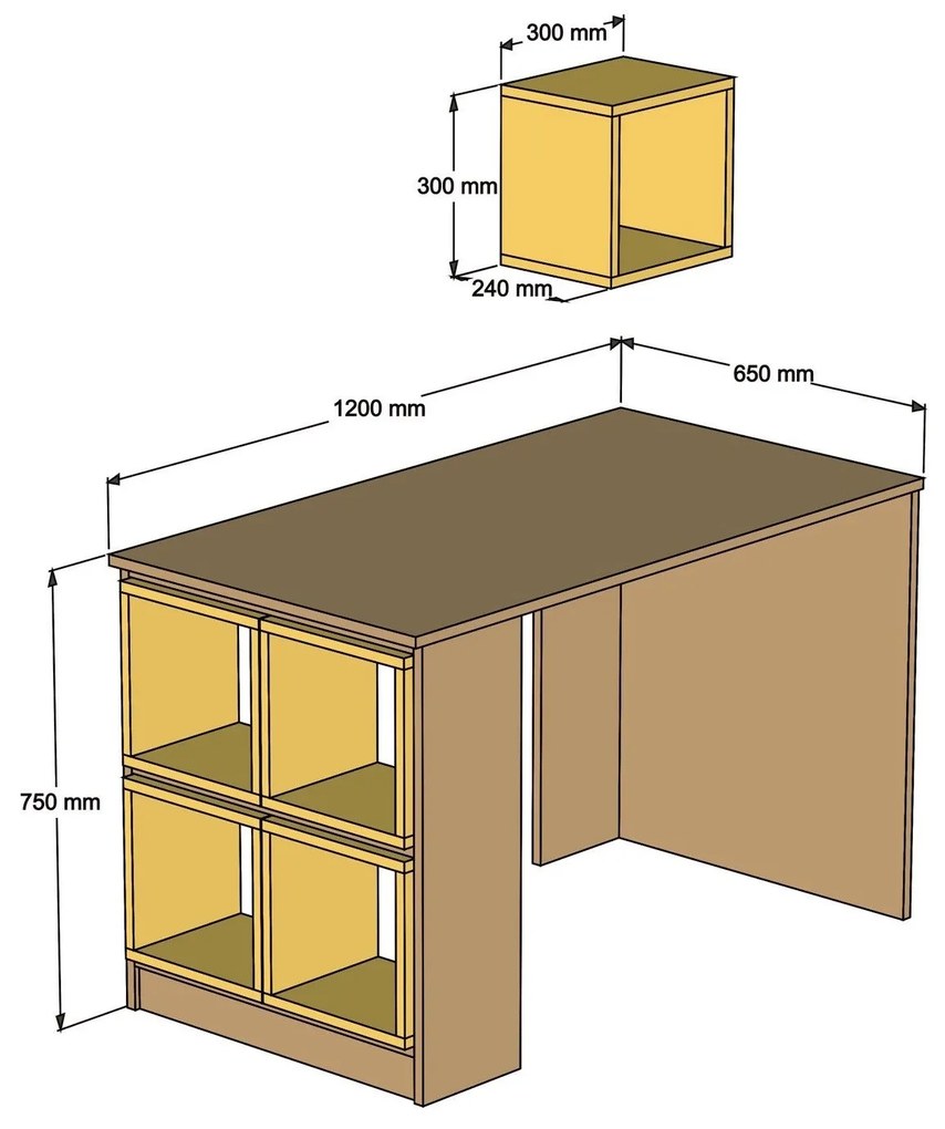 Secretária Box – Nogueira e Branco – 120x75x65 cm